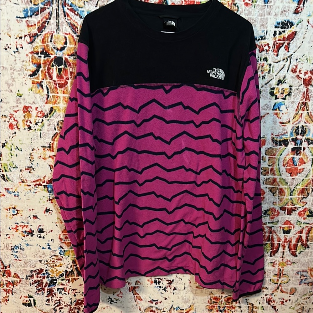 The North Face Black and Pink Zigzag Long Sleeve fleece